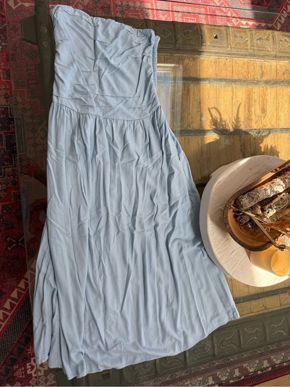 Universal Thread Light Blue Strapless Maxi Dress